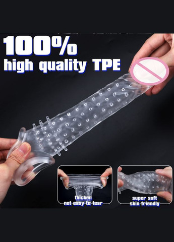 Насадка на член 20 см. Насадка для увеличения пениса на 3 см. Увеличивающая прозрачная насадка с усиками снаружи и внутри No Brand (314874546)