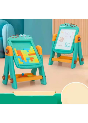 Детский двухсторонний мольберт с конструктором, магнитно-маркерной доской и аксессуарами, от 2 лет No Brand (364553182)