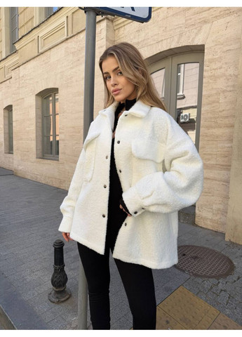 Белая повседневный, кэжуал рубашка однотонная No Brand с длинным рукавом