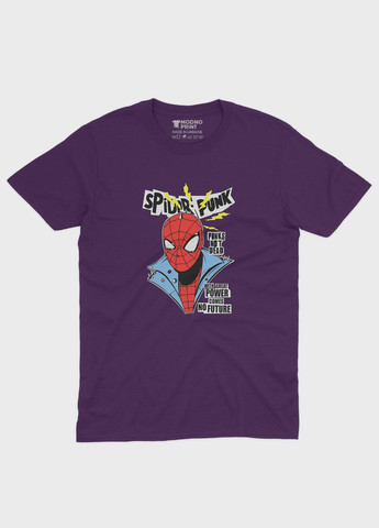 Фіолетова демісезонна футболка для дівчинки з принтом супергероя - людина-павук (ts001-1-dby-006-014-017-g) Modno