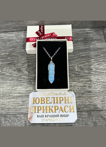 Подвеска с Лунным камнем кристалл-шестигранник в проволочной оплетке на цепочке в подарочной коробочке Ut (331291820)