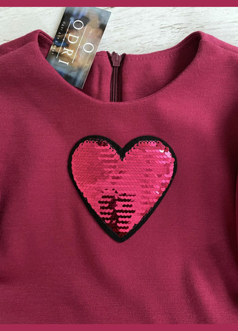 Малиновое праздничное детское платье с фатином для девочки (0093) малиновое с нашивкой сердце Odri (318093405)