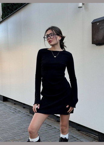 Черное повседневный, праздничный женское платье из ангоры Avanti однотонное