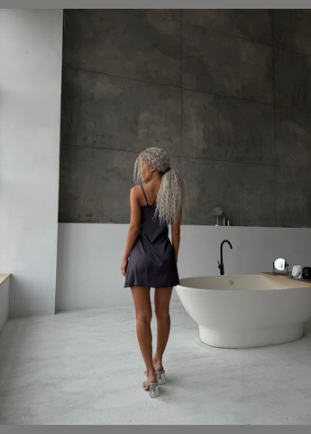 Сорочка жіноча шовкова з мереживом Графіт Maybel (322455612)