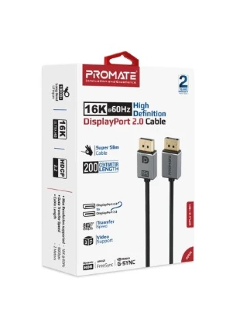 Кабель мультимедійний (dplink-16k.black) Promate DisplayPort to DisplayPort v.2.0 dplink-16k.black (389138227)