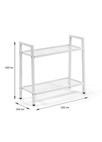 Стелаж-етажерка двоярусний з металу 60х26х60см Білий SW-00002102 Sticker Wall (370792907)
