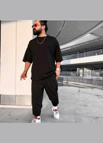 Черный демисезонный мужской костюм футболка+штаны брючный Style Point