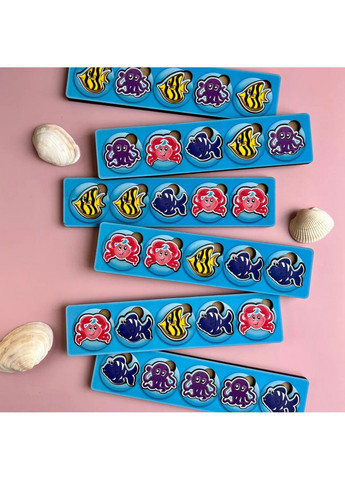 Дерев'яна настільна гра "Морські жителі-1" сортер-комодик 24х15х6 см No Brand (289367991)