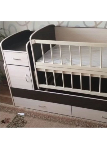 Кровать-трансформер (люлька с мятником+тумба+письменный столик+подростковая кровать, выдвижные ящики), ВЕНГЕ+МОЛОЧНЫЙ ДУБ Україна ТД (365817411)