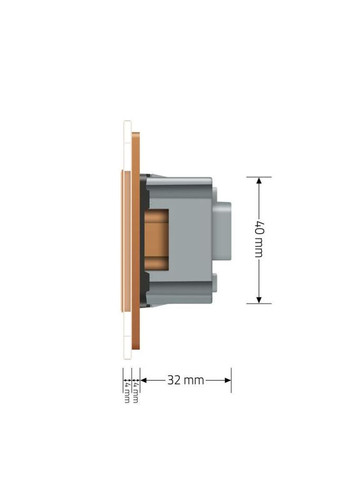 Умный сенсорный EC выключатель 2 сенсора 1 розетка золото стекло (VL-M7FC2Z2/FCTC16A-2AP) Livolo (371777310)