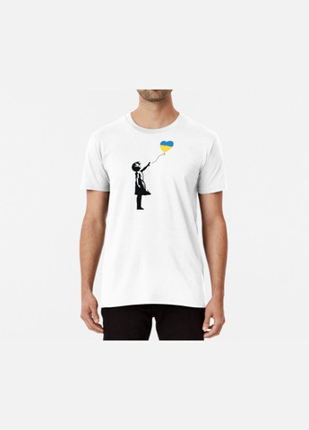 Біла чоловіча патріотична футболка з принтом повітряна кулька серце україна Stedman