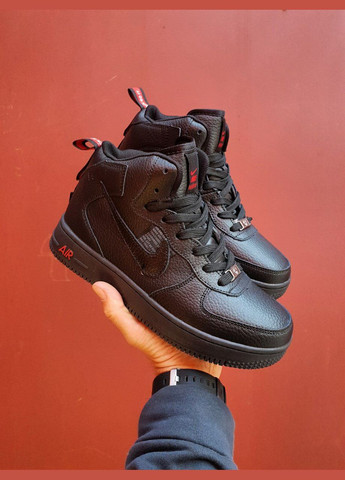 Кросівки зимові жіночі Nike Air Force 1 utiliti winter high black fur | Найк Аір Форс 1 високі чорні з хутром No Brand чорні зими (309006110)