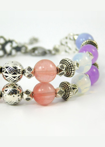 Браслет "Гуцульські мотиви" Халцедон, Місячний камінь синтетичний, Аквамарин, Аметист 17 Fursa fashion (322313445)