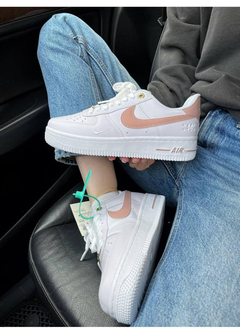 Розовые демисезонные кроссовки мужские nike air force 1 white pink v2 найк аир форс 1 премиум No Brand