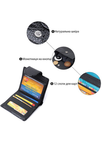 Женский кошелек из лакированной кожи с монетницей и тиснением черный (sku_22686) No Brand (328218472)