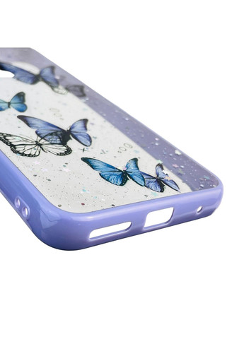 Чохол для Moto G20 (XT2128-1) з блискітками з метеликами на моторола г20 бузковий Motorola (366389647)