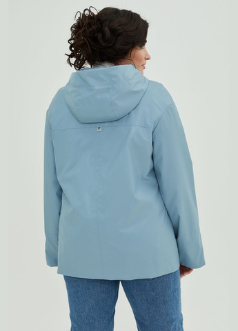 Блакитна демісезонна жіноча вітровка з екошкіри вільного крою на нейлоновій підкладці all posa (ap101092p) A'll Posa