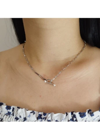Колье серебряное с жемчугом CLT10887U No Brand Кольє (384047540)