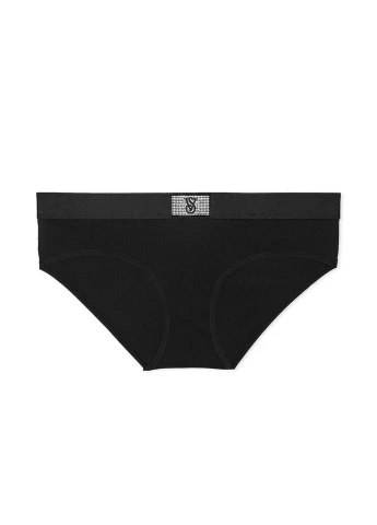 Трусики-хіпстер жіночі бавовняні Logo Cotton Shine Patch Hiphugger Panty чорні Victoria's Secret (315028300)