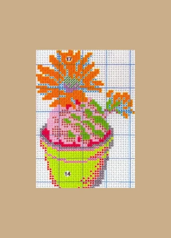 Набір для вишивання за нанесеною на канву схемою "Beautiful cactus 1".AIDA 14CT printed, 36*17 см Joy Sunday (313613581)