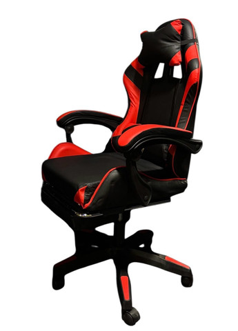 Геймерське крісло Primaveo з ергономічними подушками та висувною підставкою для ніг, Чорний/Червоний No Brand (368468396)