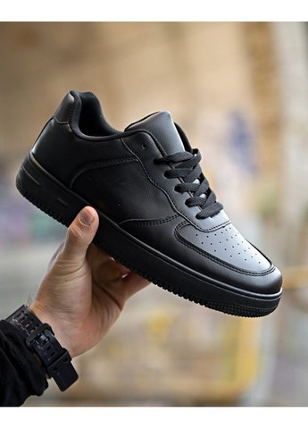 Черные демисезонные стильные мужские кроссовки пресскожа весна/осень черные No Brand