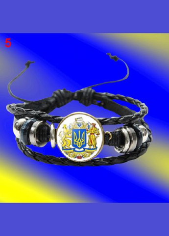 Плетений ручний браслет з екошкіри в стилі панк зі скляним кабашоном гербом України No Brand (292260476)