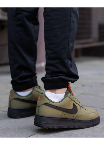 КРОССОВКИ ЖЕНСКИЕ NIKE AIR FORCE 1 07 LOW KHAKI НАЙК АИР ФОРС 1 ПРЕМИУМ No Brand чёрные демисезоны (367167854)