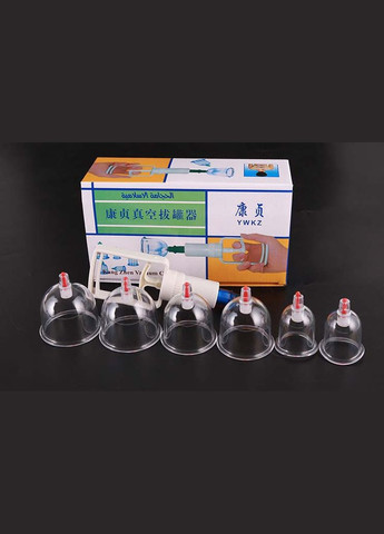 Набір масажних банок 6 штук із вакуумним пістолетом No Brand (370957537)