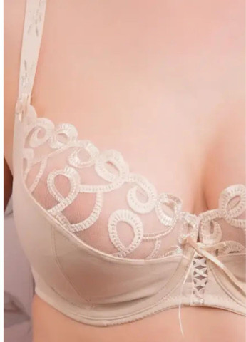 Бежевий брасьер бежевий м'який бюстгальтер на кісточках з квітковою вишивкою Diorella з кісточками мікрофібра, еластан