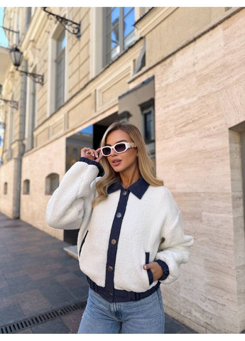 Молочная демисезонная куртка турецкий мех тедди No Brand