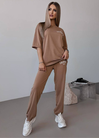 Базовый повседневный оверсайз костюм двойка с накатом: футболка+джогеры Україна (328392439)