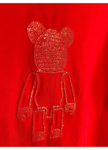 Футболка женская A-N 2396 оверсайз с мишкой и блестками No Brand - (329655375)