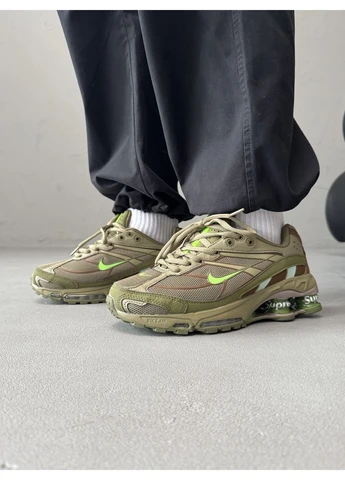 Зелені кросівки чоловічі nike supreme shox ride 2 khaki найк шокс райд 2 зелені демісезон No Brand