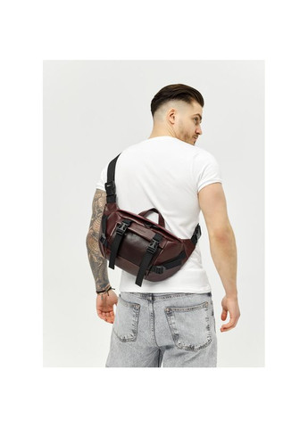 Велика шкіряна чоловіча поясна сумка бананка DynamicDart марсала Sambag (329996495)