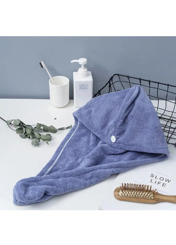 Полотенце чалма тюрбан для сушки головы волос после купания в сауне душе ванной микрофибра 64х25 см (476913-Prob) Синее Unbranded однотонный синий