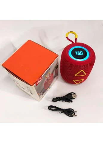 Портативна колонка TG655 5W з RGB підсвічуванням та ремінцем, бездротова колонка потужна. Колір: червоний TG (397598571)