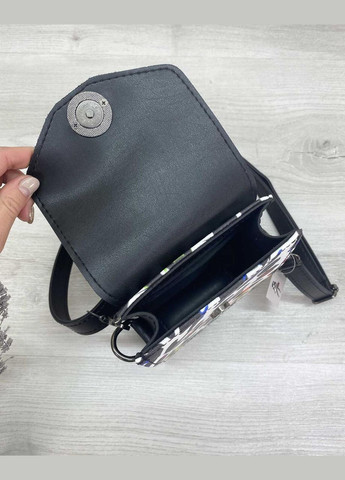 Женская сумка клатч через плечо на магните «Gina» черно-белая с леопардовым принтом WeLassie (298569236)