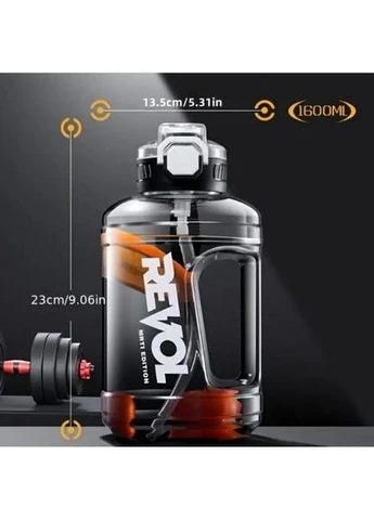 Удобная бутылка Revol для воды 1600 мл черного цвета с защитой от протечек No Brand (394191117)