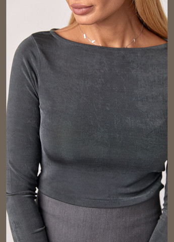 Сірий демісезонний еластичний жіночий джемпер із блискучого трикотажу - сірий Lurex