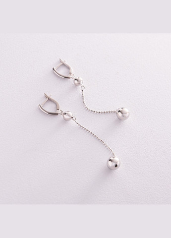 Срібні висячі сережки з кульками 123261 Oniks (264023870)