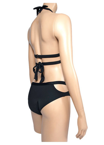 Черный летний раздельный купальник с треугольной мягкой чашкой модель 0070 черный арт.2287 бикини, раздельный, халтер Rivage Line