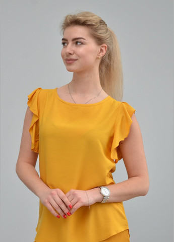 Горчичная женская блуза (р. l xl) m, No Brand