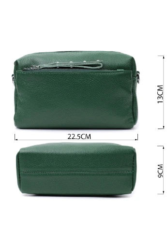 Шкіряна сумка зі стильним бігунком 22651 Зелена Vintage (297957410)