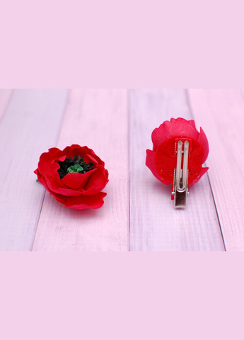 Набір заколки для волосся дитячі 2 штуки квіти з червоними маками 768 Okl (370386393)