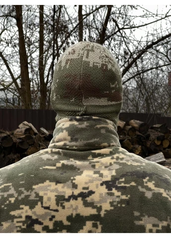 No Brand шапка балаклава чоловіча тактична оливкова коричнева піксель зимова в'язана маска під шолом військова камуфляжна зсу армійська піксель оливковий повсякденний виробництво - Україна
