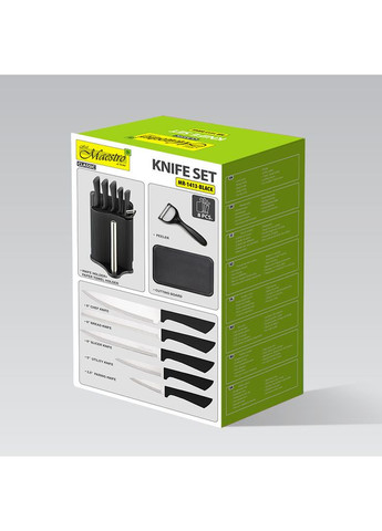 Набір ножів з обробною дошкою MR-1413-BLACK, 8 предметів Maestro чорний,