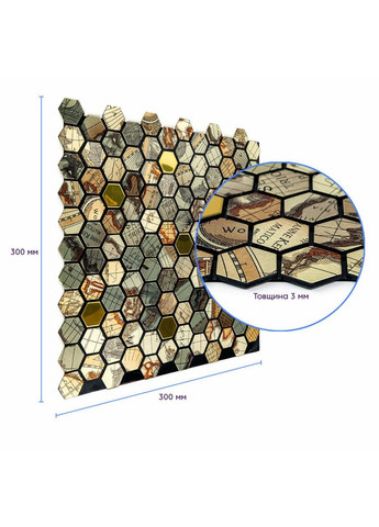 Самоклеюча алюмінієва плитка 300х300х3мм Золота луска SW-00001934 love-shopping Sticker Wall (354661674)