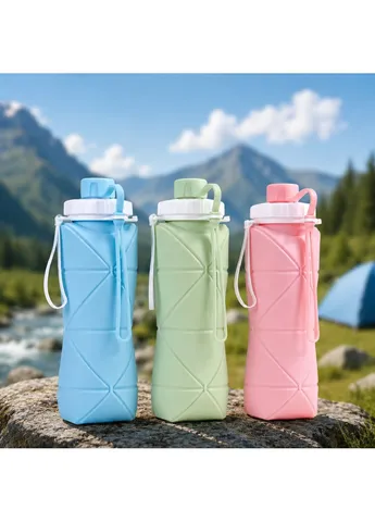 Бутылка для воды складная, силиконовая 600мл / Дорожная бутылка для спорта и туризма Digital (392102282)