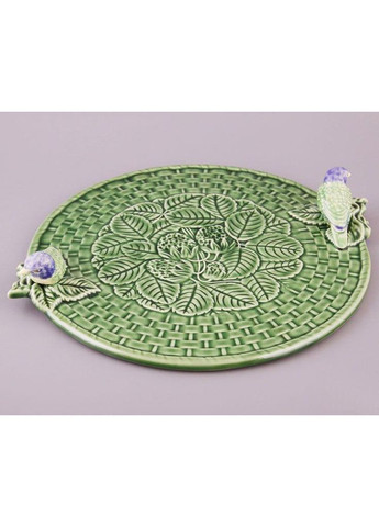 Блюдо для сиру Queijeiras керамічне з ручками зелене для сервірування закусок та подачі продуктів Bordallo Pinheiro (368991363)